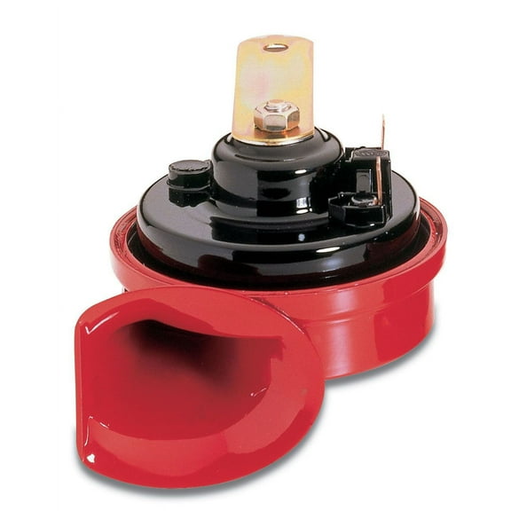 HELLA Twin Trumpet High/Low Tone 12V Horn Kit with Bracket, Red