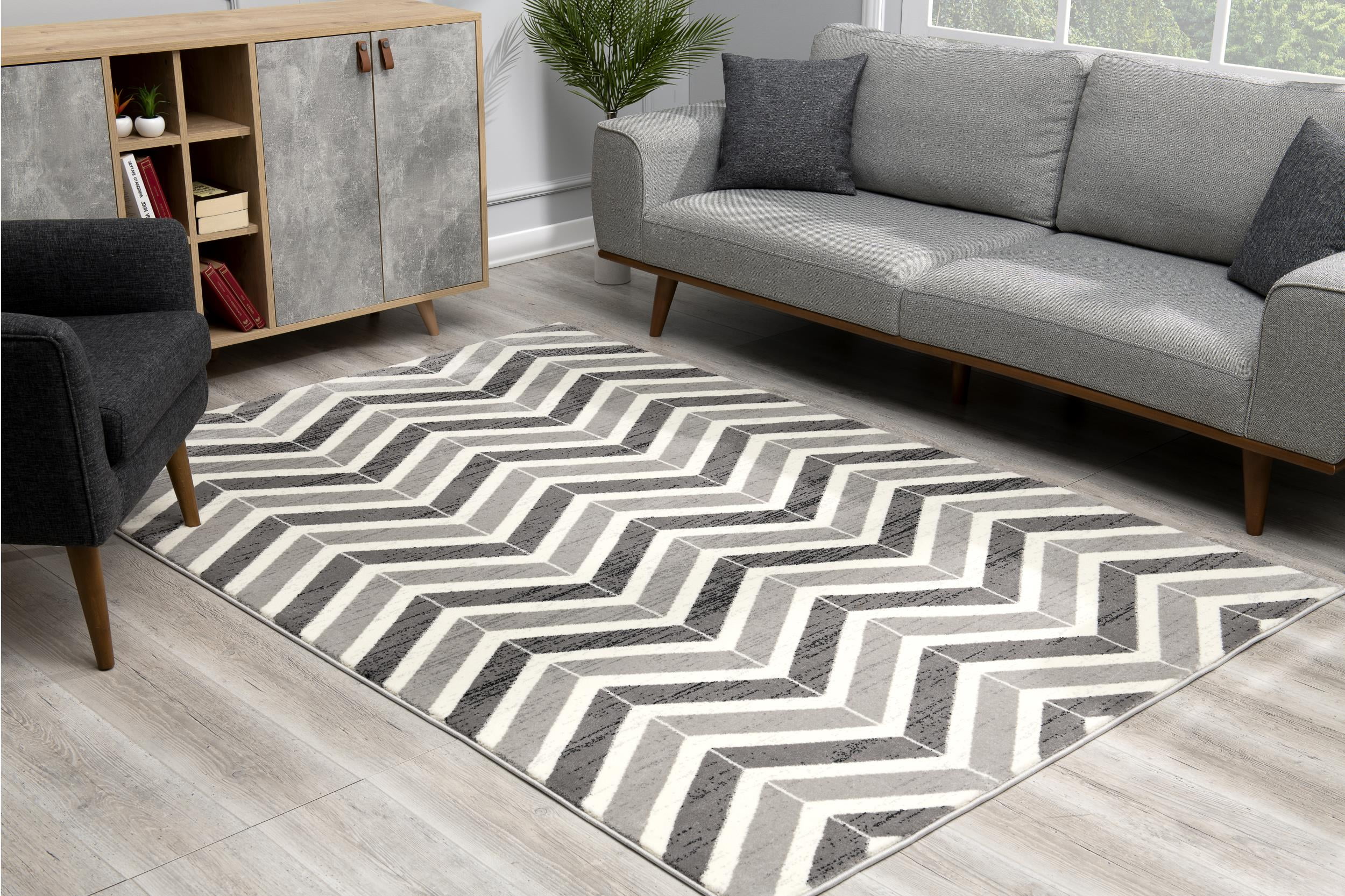 Rug Branch Montage 2' x 30' (Exact Size: 2'3" 30') Geometric Indoor Runner Rug, Grey Beige, Wave - Entryway, Hallway, Bathroom, and Kitchen