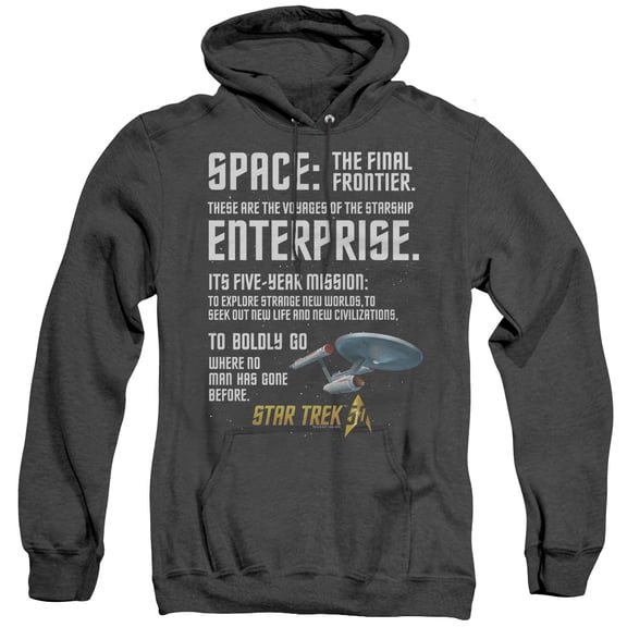Star Trek Intro Adult Heather Hoodie Sweatshirt Black