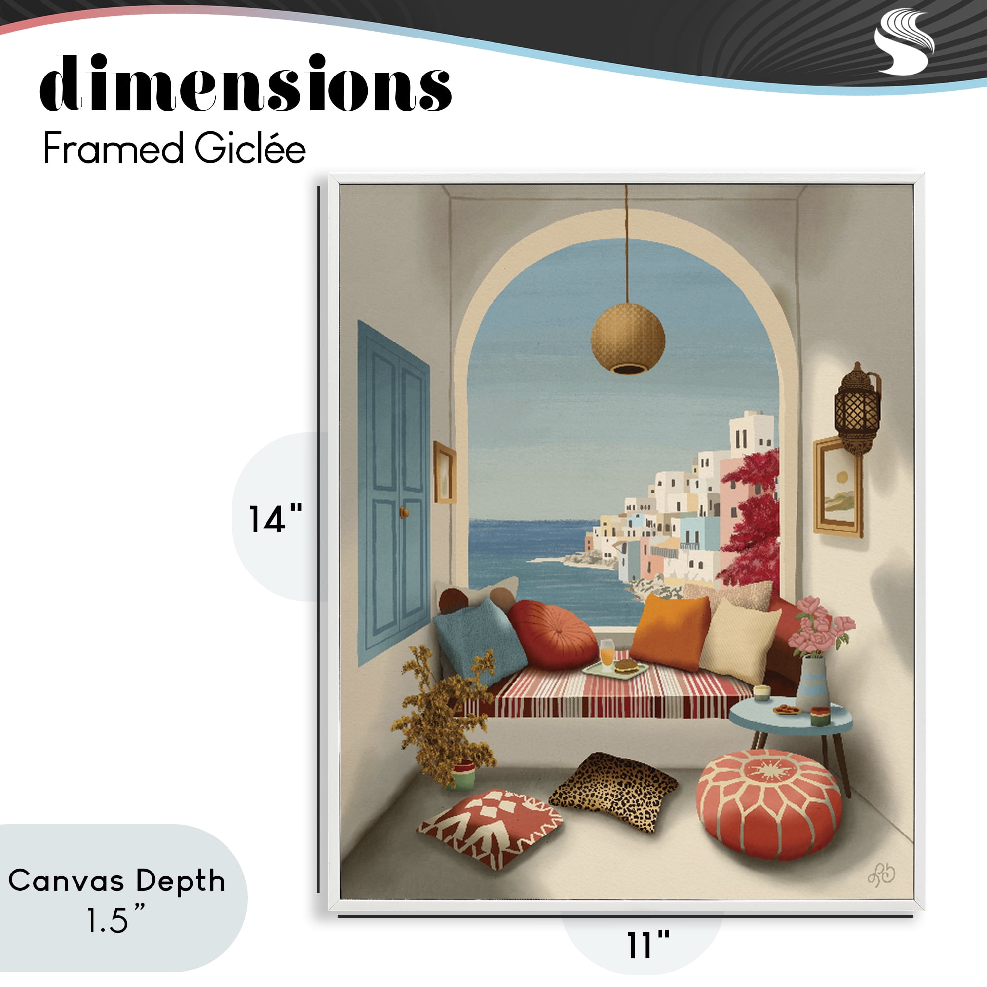 Stupell Industries Mediterranean Seaside Window View White Framed Giclee Art, design by Lisa R Dumm
