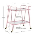 thumbnail image 5 of Linon Lawsonia 2-Tier Mid-Century Mobile Bar Cart with Mirrored Top, 32.5" Tall, 27 lb, Pink, 5 of 16