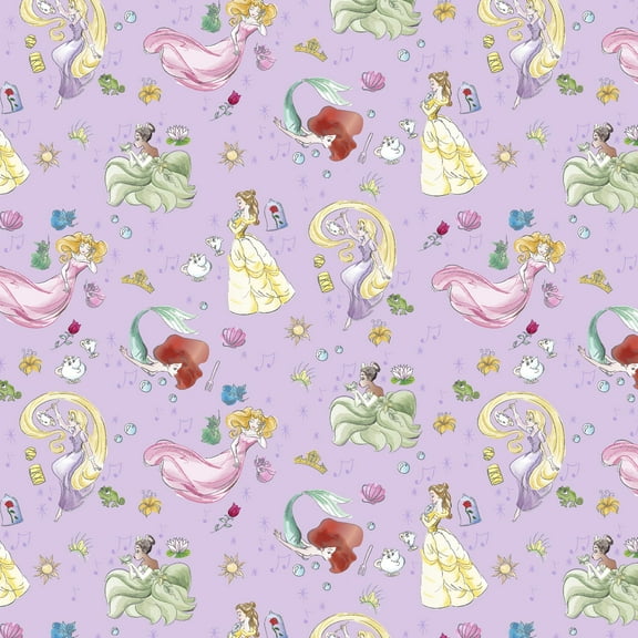 Springs Creative 43" x 1 yd 100% Cotton Disney Dream Princess Scenic Sewing & Craft Fabric, Multi-color