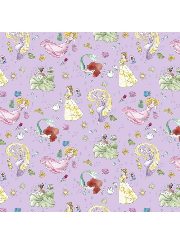 Springs Creative 43" x 1 yd 100% Cotton Disney Dream Princess Scenic Sewing & Craft Fabric, Multi-color