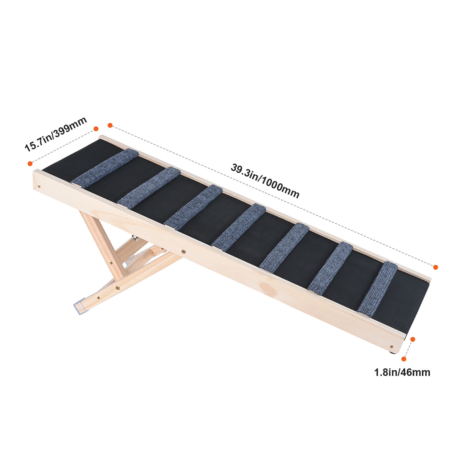 KFFKFF Dog Ramp Folding Pet Ramp 39.3" Long Ramp 15"-22" Adjustable Height