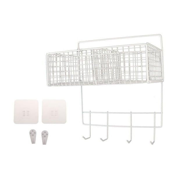 Cesta de almacenamiento para colgar en la pared de la cocina, versátil para el hogar, organizador de ducha Blanco