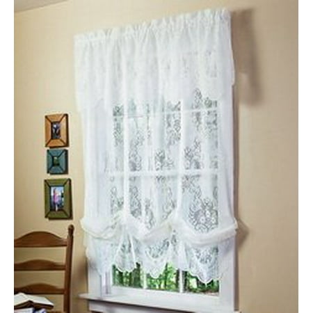 72 L Easy Care Polyester Vanessa Lace Curtains With Scalloped Edge