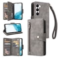 thumbnail image 1 of Feishell for Samsung Galaxy S23 Wallet Case with Wrist Strap,Premium PU Leather Zipper Pocket Magnetic Buckle Folio Flip ID Credit Card Slots Shockproof Kickstand Phone Case for Women Men,Gray, 1 of 15