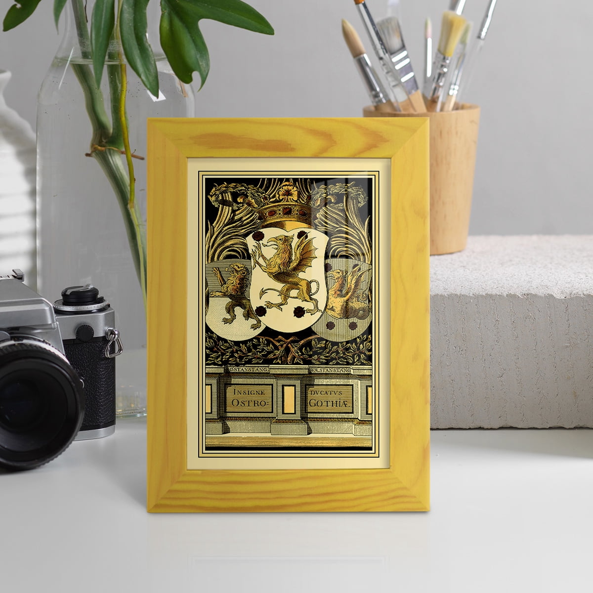 Family Crest II -Framed Print w/glass-Sunflower Yellow