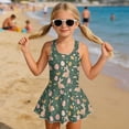 thumbnail image 3 of Xixirimido Rabbit Bunny Easter Eggs Print Girls One Piece Swimsuits Sleeveless Swim Dress for Girls Skirted Bathing Suit Hawaiian Skirt Swimwear UPF 50+ Sun Protection, 6-7 Years, 3 of 7
