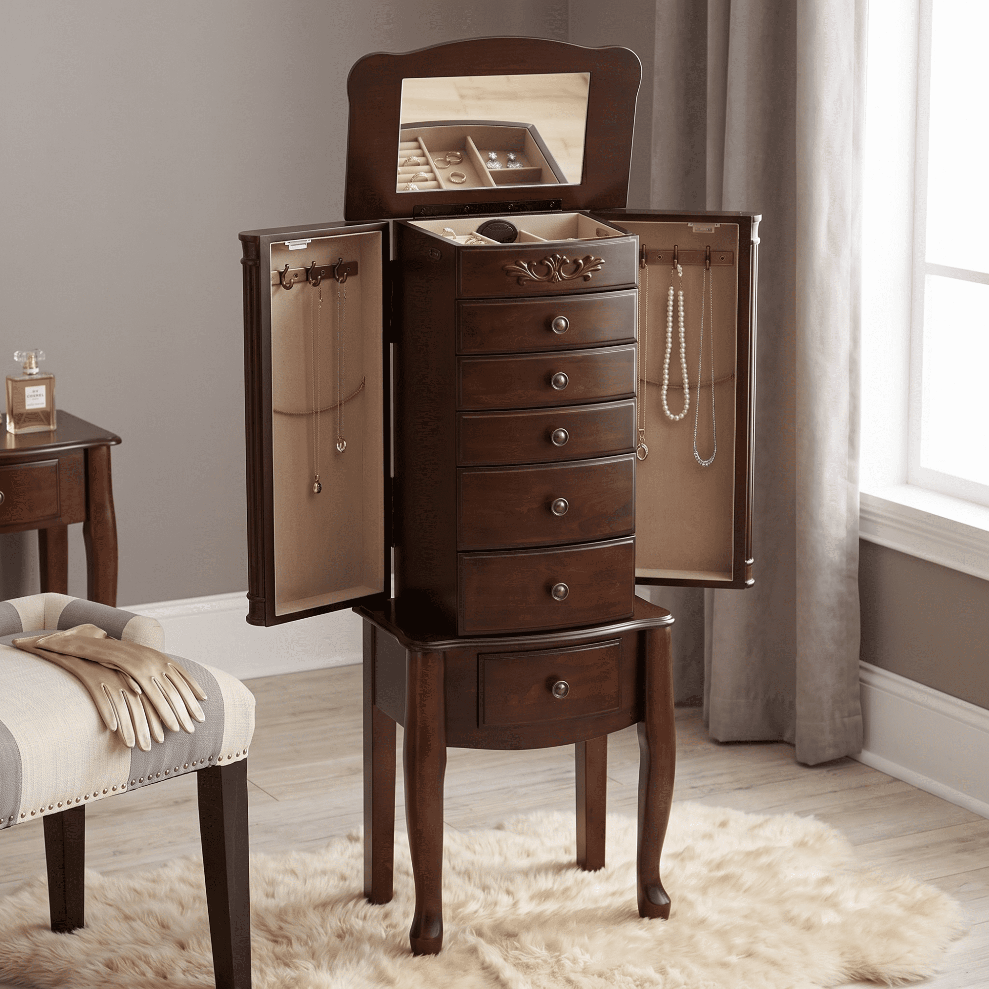 Hives & Honey Morgan Jewelry Armoire - Walnut