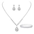 thumbnail image 1 of Nvzi Conjunto de joyería nupcial, collar de cristal, pulsera, pendientes, conjunto para novia, dama de honor, fiesta de graduación, conjunto de joyería, accesorios, B08, 1 of 4