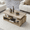 Wood, variant on Hi loPres 43" Modern Black Coffee Table, 3-Tier MDF Center Desk with Stainless Steel Legs, Multi-Storage Open Compartment for Living Room