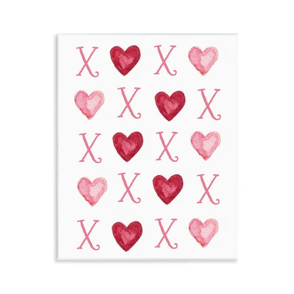 Stupell Industries Pink XOXO Hearts Holiday Painting Unframed Art Print Wall Art, 11 x 14