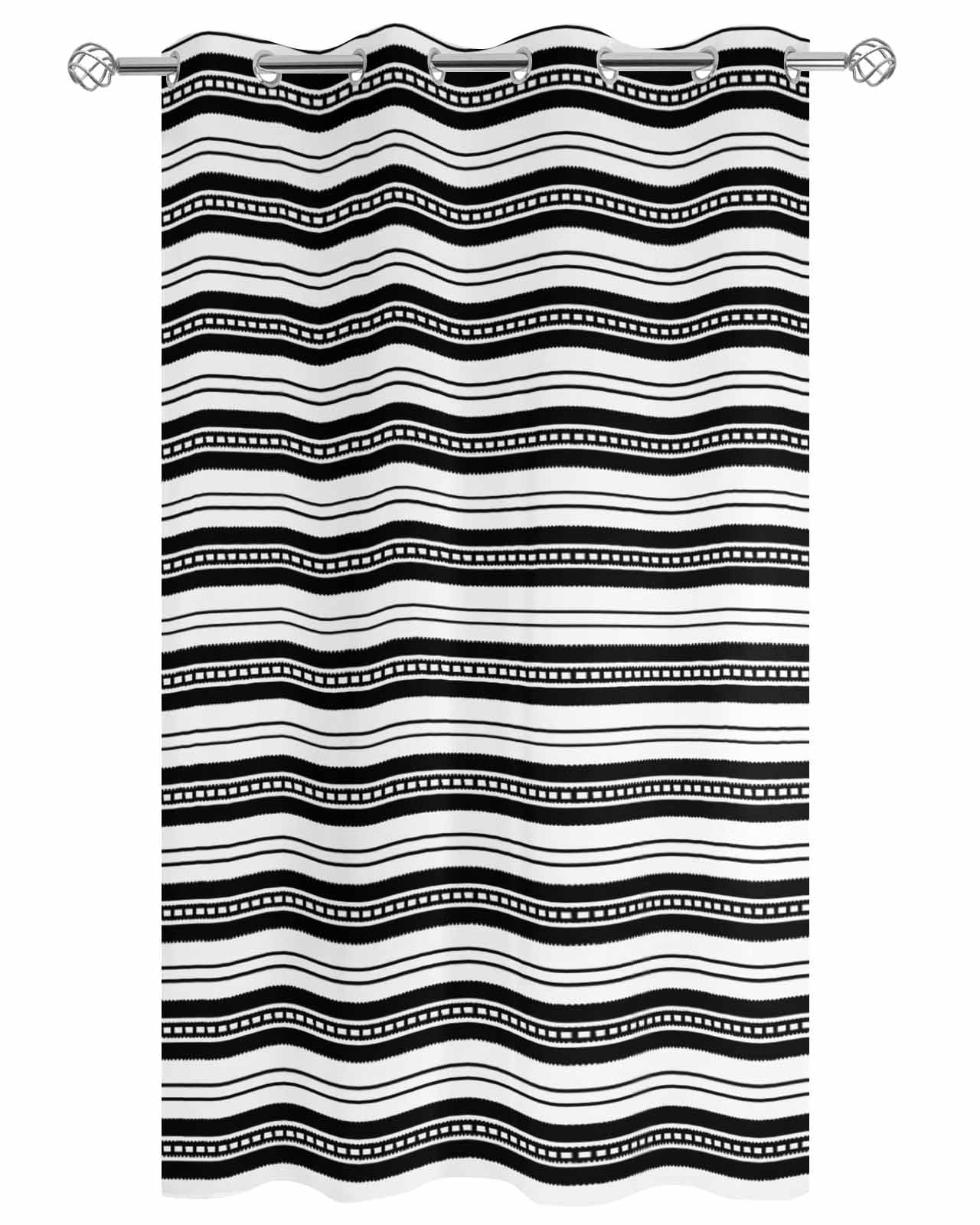 nqOlkjepod Outdoor Curtains for Patio Waterproof, Boho Black Stripe Outdoor Privacy Panels Grommet, Abstract Geometric White Minimalist Blackout Outside Curtains for Porch/Cabana 54"x95", 1 Panel