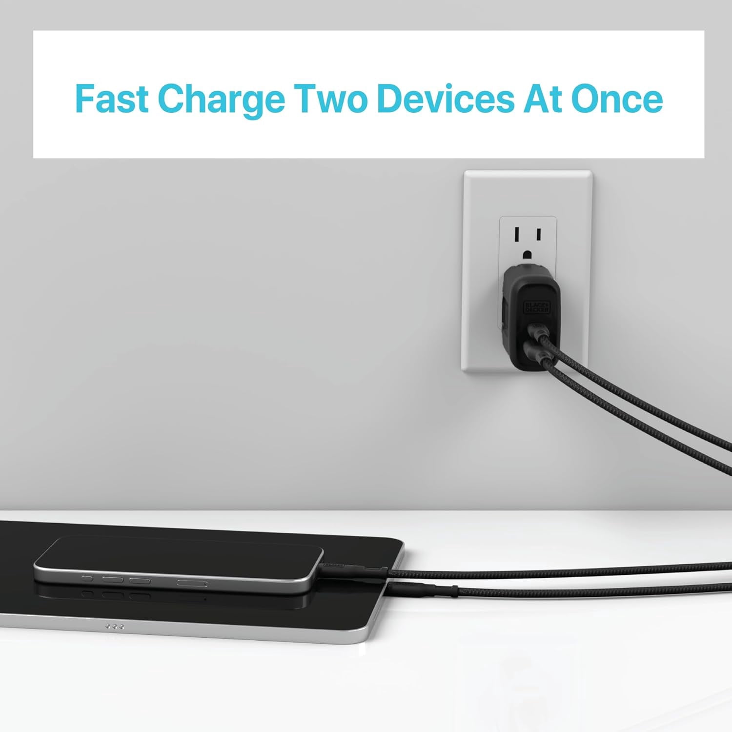 BLACK+DECKER Quick-Charge PD Wall Charger, 2-Port, 38W - USB Type C Wall Plug, Compact Power Block USB C, Fast Charger Adapter