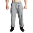 thumbnail image 1 of Pantalones largos para hombre, lisos, a la moda, informales, con bolsillos, cintura elástica, pantalones largos, pantalones deportivos, pantalones de poliéster para hombre., 1 of 5