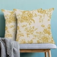 thumbnail image 2 of Spring Yellow Floral Pillow Covers 18x18 Inch Set of 2, Chinoiserie Yellow Flower Decorative Throw Pillowcase Vintage Floral Outdoor Cushion Cover for Sofa Couch Living Room Bed Decor, 2 of 5
