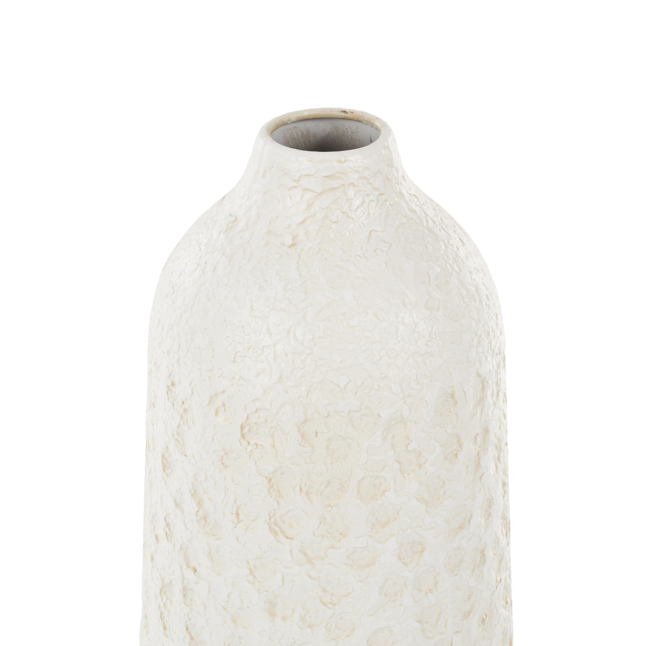 DecMode 24", 22", 20"H Textured White Metal Vase with Honeycomb Pattern, Set of 3