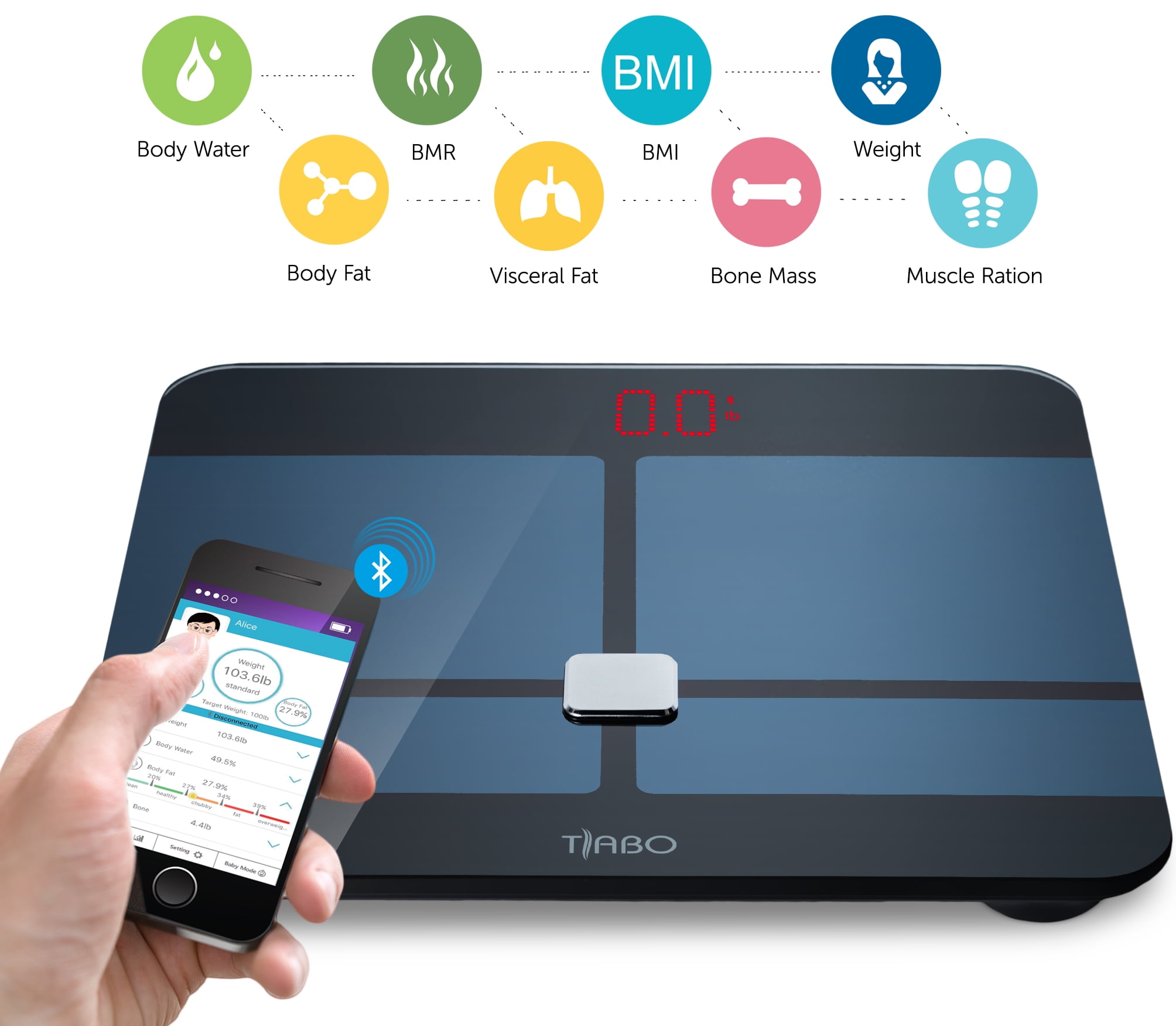 BMI Bluetooth Body Fat Scale - With App for IOS and Android Wireless  Digital Bathroom Scale – Measures Body weight, Body Water, Muscle Ratio,  Body Fat, BMI, Bone Mass BMR & Visceral