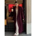 thumbnail image 1 of Abrigo largo de lana con cinturón para mujer, abrigo holgado de gran tamaño con solapa de doble botón, ropa de calle alta para otoño, 1 of 5
