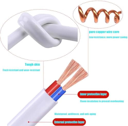 White Extension Cord 15 Feet Long Extension Cord 2 Prong for Indoor/Outdoor Use with Single Plug Ideal for Holiday Lights, Lamps,Household Appliance ETL Listed(1 Pack)