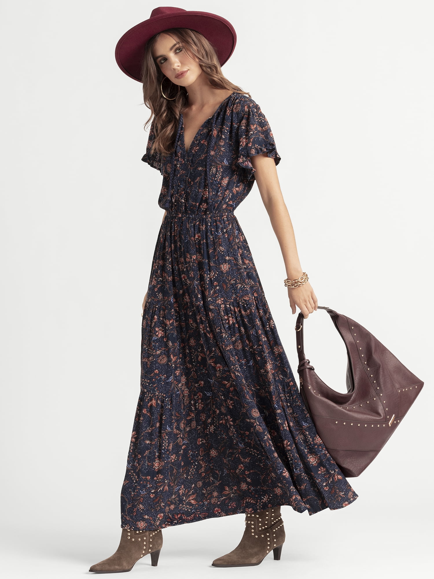 upf maxi dress UPF 50+ Cotton Maxi Dress- Pink Floral Sun Protection Dress