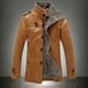 thumbnail image 2 of Hombres Sólido Casual Espesar Chaqueta de cuero con cuello alto Abrigos de un solo pecho Pompotops oipoqjl13764, 2 of 9