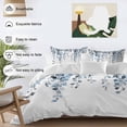 thumbnail image 3 of Spring Duvet Cover Set Queen Size, Watercolor Blue Eucalyptus Leaves Botanical Plant 4 Piece Soft Microfiber Bedding Set with 1 Duvet Cover, 1 Flat Sheet, 2 Pillowcases, 3 of 9