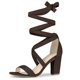 thumbnail image 1 of Sandalias Con Cordones Entrecruzadas De Tacones De Bloque Medio De Mujer Café 40, 1 of 6