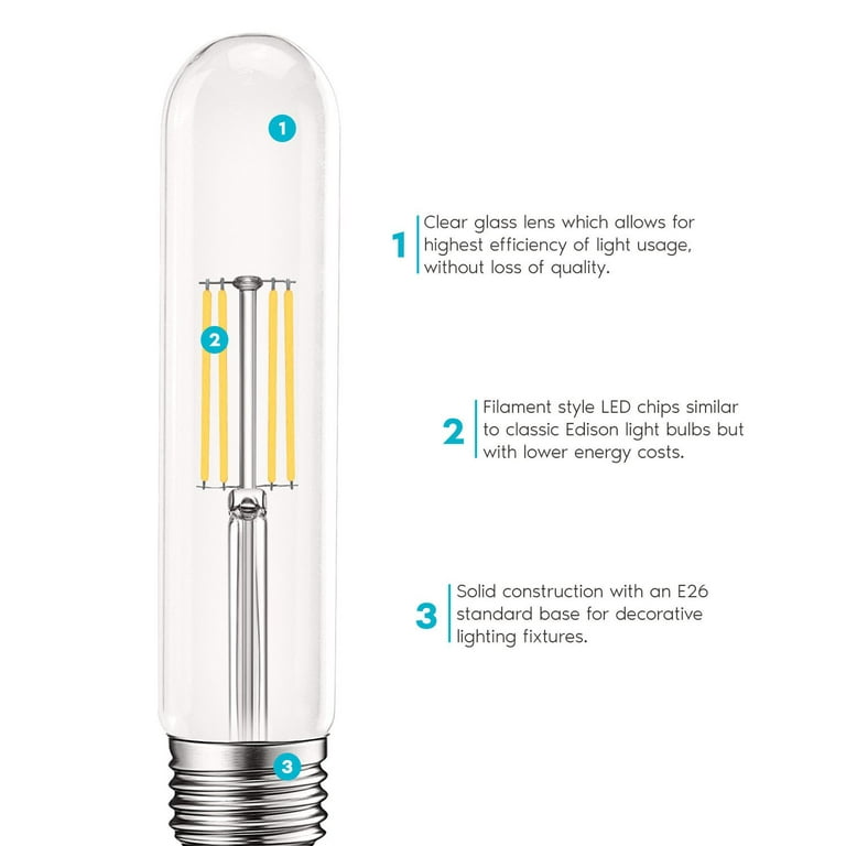 Luxrite Vintage T9 LED Tube Light Bulbs 60W Equivalent, 4000K Cool White,  550LM, Dimmable, 5W, UL, E26 Base 4 Pack 