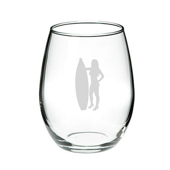 Surfer 21 oz. Deep Etched Stemless Wine Glass