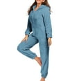 thumbnail image 5 of BRGZLK Womens Onesie Costume Jumpsuit Sherpa Long Sleeve Hoodies Casual Winter Soft Warm Zipper Rompers Homewear with Cat Ears Navy S, 5 of 5