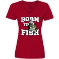 thumbnail image 3 of Inktastic Born to Fish Women's V-Neck T-Shirt, 3 of 5