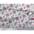 thumbnail image 2 of Soimoi Poly Georgette Fabric Leaves,Periwinkle & Peony Floral Print Fabric by the Yard 52 Inch Wide, 2 of 3