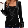 thumbnail image 4 of DAFPZW Women's Glitter Tops Sequin Dressy Casual Blouses Long Sleeves Sparkly Party Shirts Fashion Going Out Tunics Tees, 4 of 8