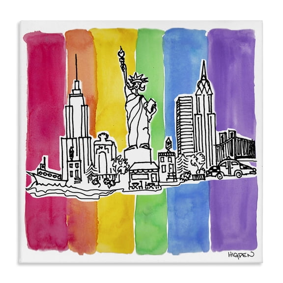 Stupell Industries Contemporary New York City Skyline Rainbow Canvas Art, 17 x 17, by Mark Higden