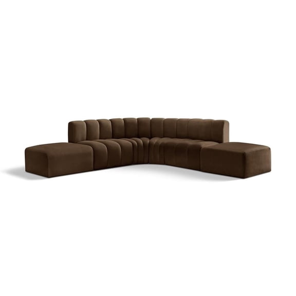 Meridian Furniture Arc Brown Velvet Modular Sectional