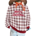 thumbnail image 5 of Womens Christmas Plaid Sweatshirts Long Sleeve Ugly Xmas Pullover Sweatshirt Crewneck Letter Graphic Tops, XL Coffee, 5 of 7