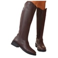 thumbnail image 6 of SAWOBUUN Womens Wide Calf Knee High Boots Pointed Toe Back Zipper Low Block Heel Faux Leather Comfortable Pull On Winter Boots, 6 of 8