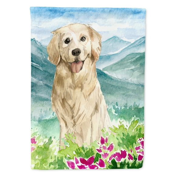 Carolines Treasures CK2536GF Mountain Flowers Golden Retriever Flag Garden Size  Small multicolor