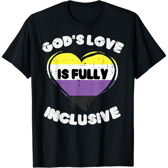 Gods Love Fully Inclusive Nonbinary Heart Enby NB Pride Flag T-Shirt
