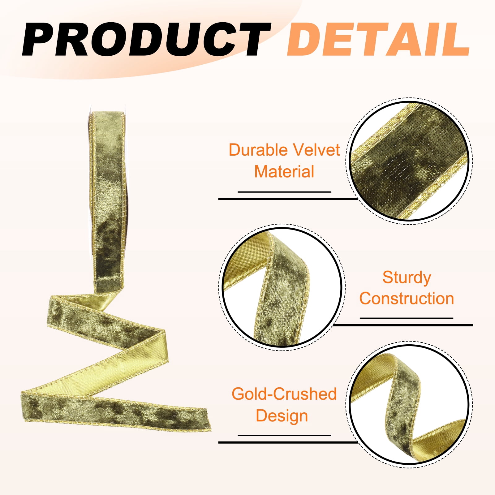 Uxcell Velvet Wired Ribbon, (1 Inch x 10 Yards, 2 Pcs)(Light Green) Velvety Gold Crushed Ribbons Gift Wrapping Binding, Suit For- Crafts/Bow/Wreaths/Christmas Tree Decoration
