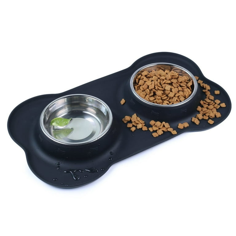 AsFrost Dog Food Bowls Stainless Steel Pet Bowls & Dog Water Bowls with  No-Spill and Non-Skid, Feeder Bowls with Dog Bowl Mat for Small Medium  Large