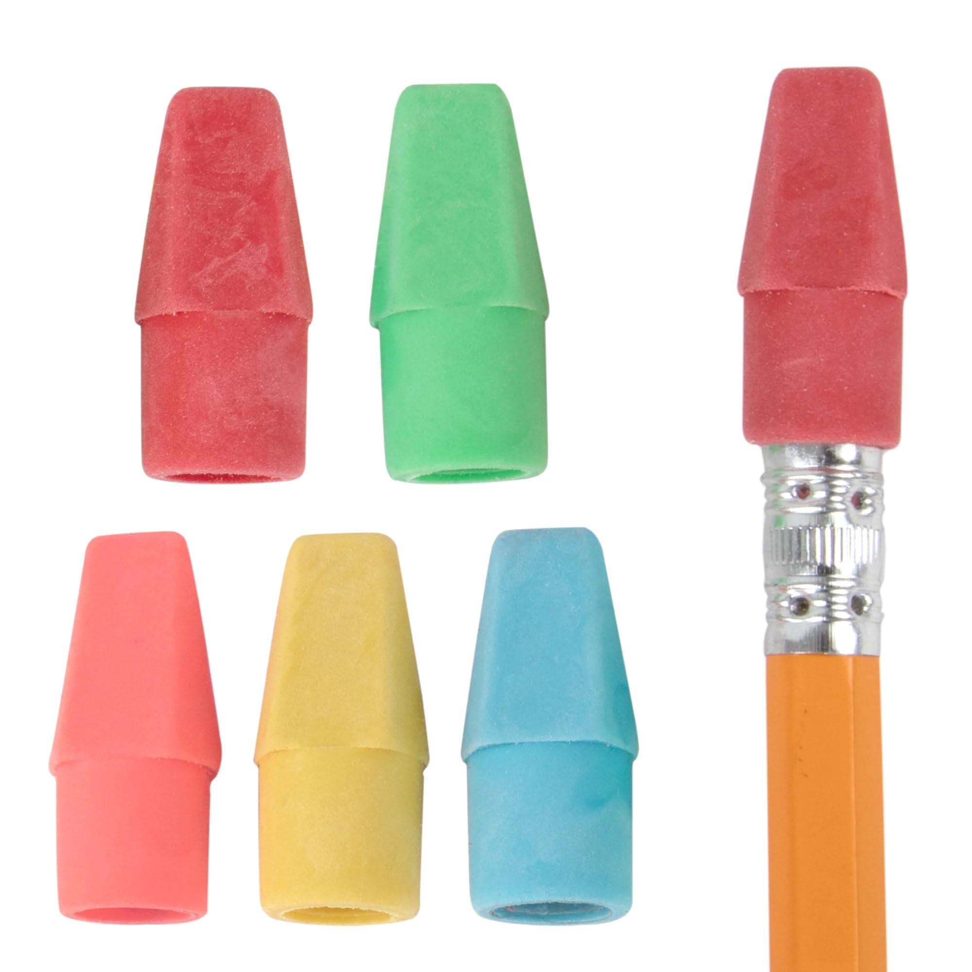 1,000 Pieces of Bulk Wholesale Eraser Pencil Toppers in 100 Packs of 10 Toppers Each for 1,000 Eraser Toppers Total in Multicolor Pack