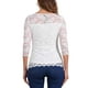 thumbnail image 3 of Blusa de encaje floral de edición INSPIRE CHIC para mujer, de manga 3/4, cuello redondo, color blanco, 3 of 6