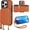 Brown, variant on for  Crossbody Wallet Case Compatible with iPhone 16 Pro, RFID Blocking Protective Purse Case with Card Slots Holder Kickstand Wrist Strap Lanyard Zipper 6.3 Inch 5G (Black)
