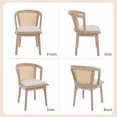 thumbnail image 4 of Guyou Rattan Chair Mid Century Linen Dining Arm Chairs with Wood Frame for Home Living Room Kitchen Dining Farmhouse Restaurant, Beige/Natual(Set of 4), 4 of 8