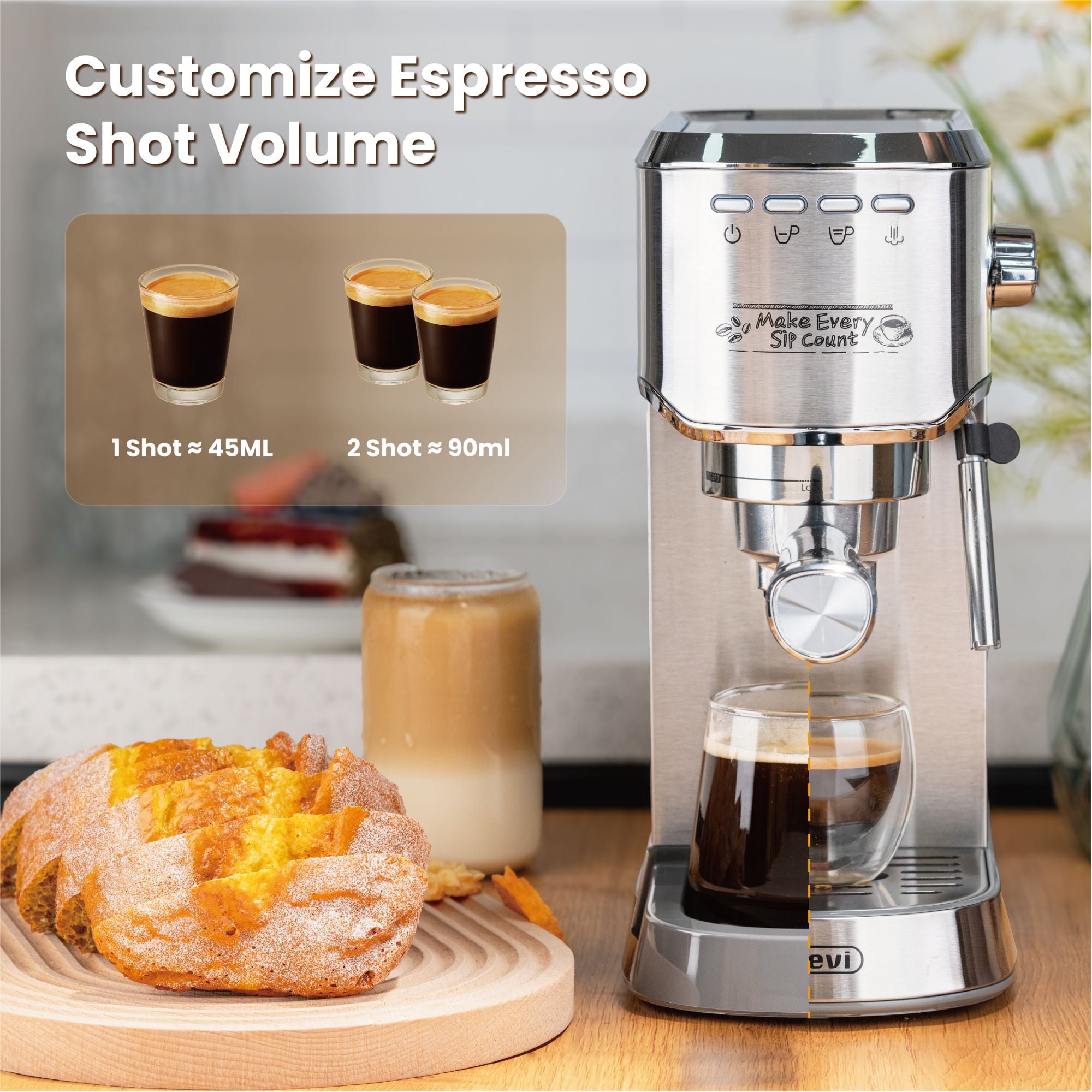 GEVI Silver Stainless Steel Espresso Machine 15 Honduras Ubuy