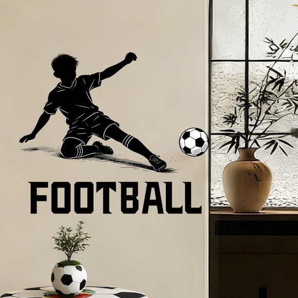 Hand Drawn Football Player Wall Decal Sticker | Reusable Removable Vinyl Art for Bedroom, Living Room, Home & Office Decor | DIY Sports Theme Background