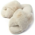 thumbnail image 3 of RockDove Women's Memory Foam Fluffy Slippers, Open Toe White, 8/9, 3 of 7